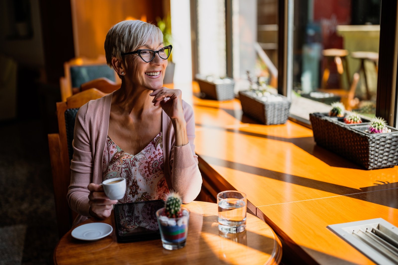 Woman in cafe